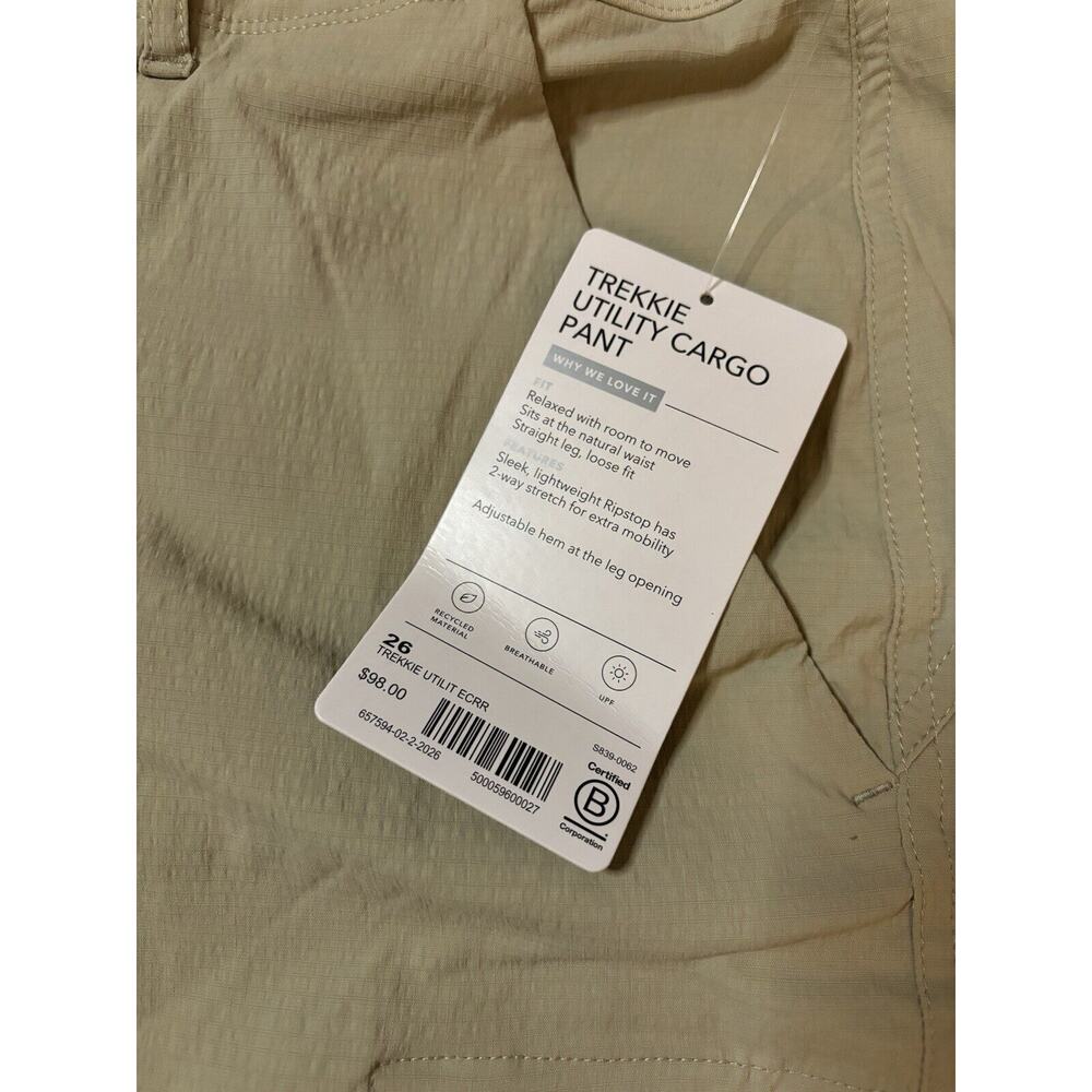 ATHLETA Womens' Trekkie Utility Cargo Pant Ecru Plus Size 26 $98 Gorpcore Hike - Picture 4 of 10